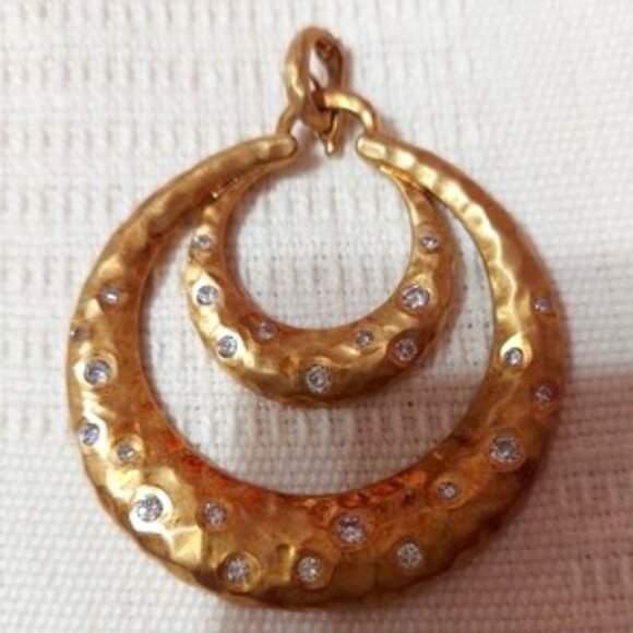 NWOT Shop HQ Yellow Gold over Sterling Silver Enhancer Pendant w/ CZ's - Picture 1 of 1